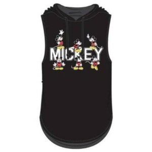 Disney Black Mickey Mouse Sleeveless Pullover Hooded T shirt Size Junior 7/9